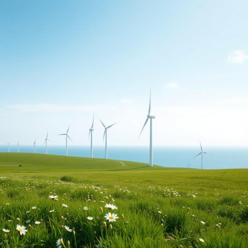 Paysage naturel lumineux avec éoliennes